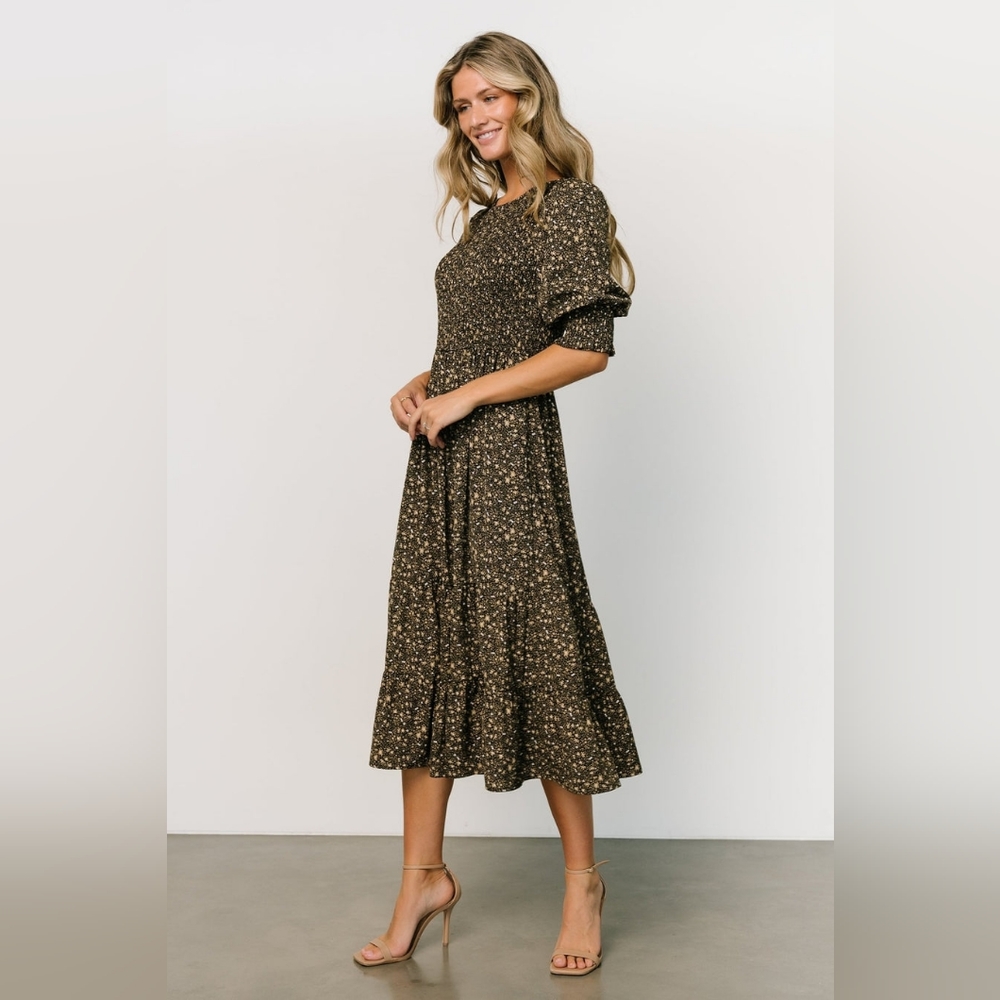 Baltic Born Black and Cream Floral Dress